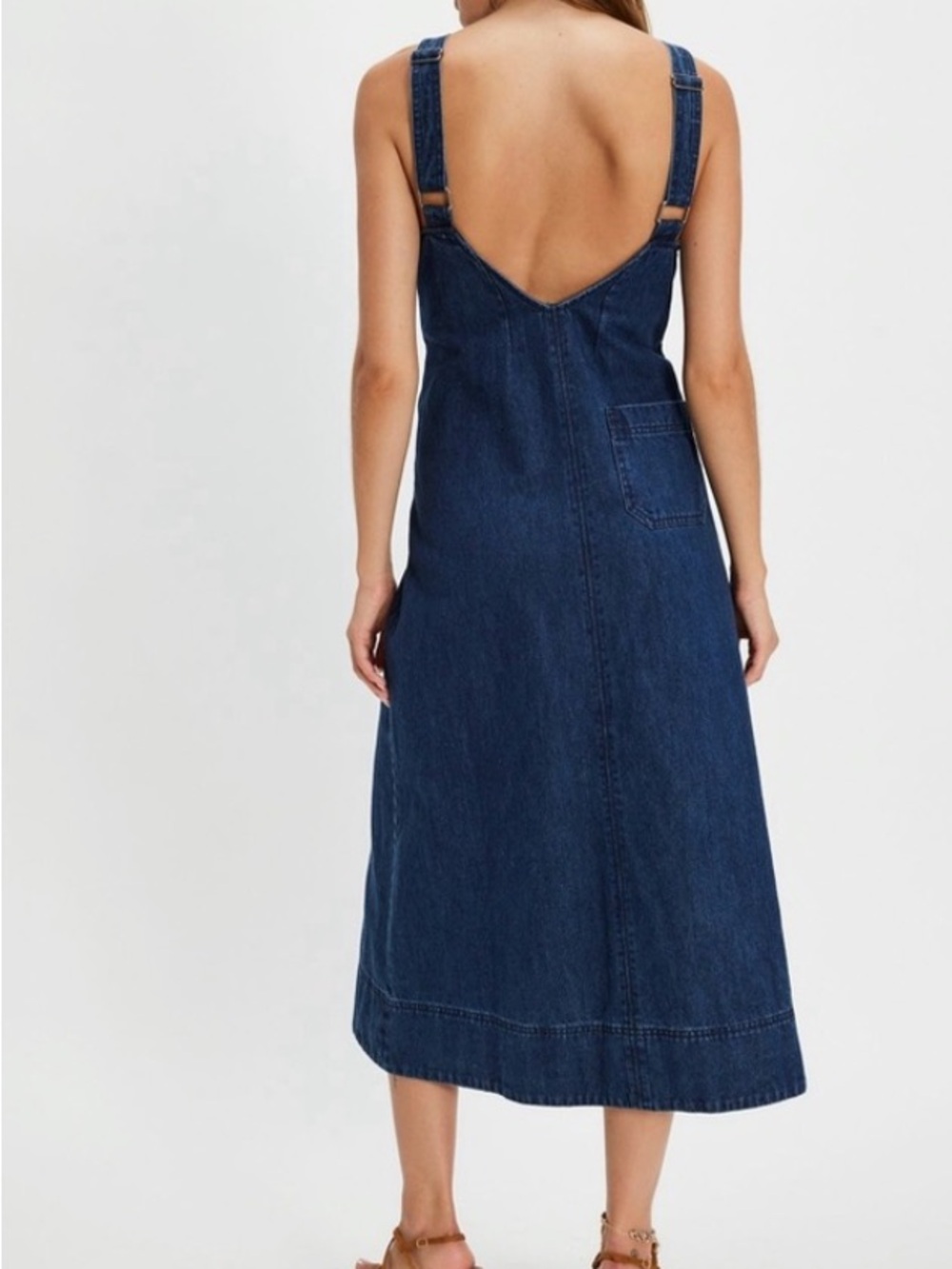 Free People Dark Blue Denim Midi Dress